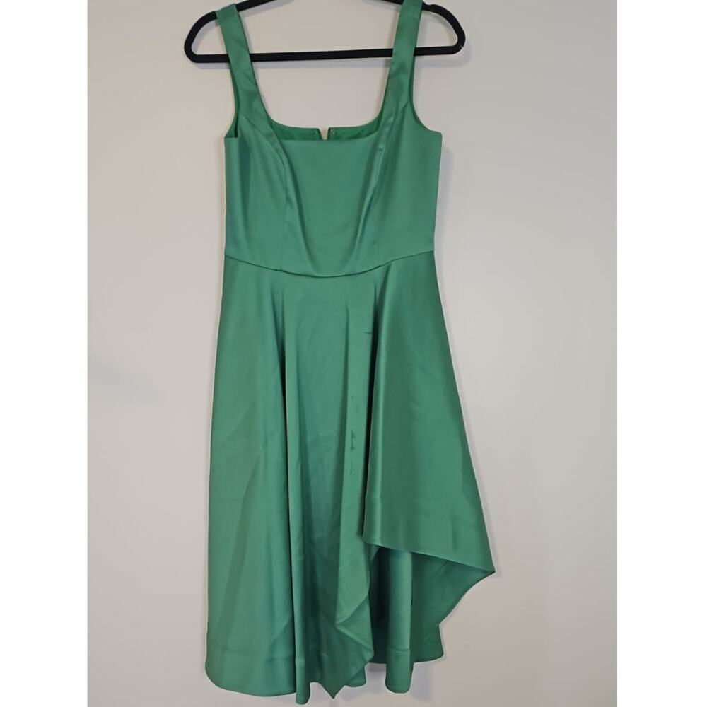 Eliza J Petite Square-Neck Satin Asymmetric Hem Dress - Picture 2 of 7